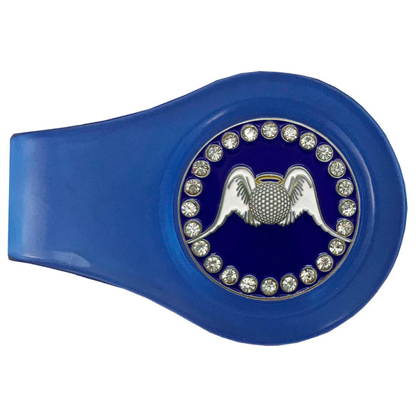 bling golf angel golf ball marker with a magentic blue clip