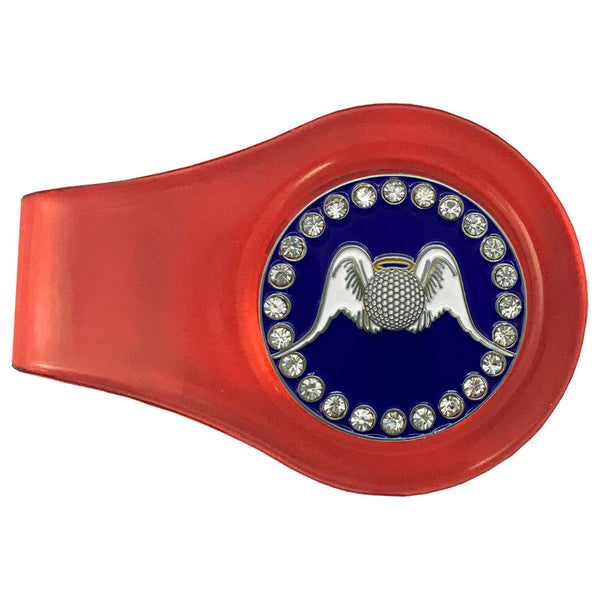 bling golf angel golf ball marker with a magentic red clip
