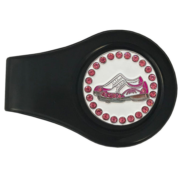 bling pink and white golf shoes golf ball marker with a magnetic black clip