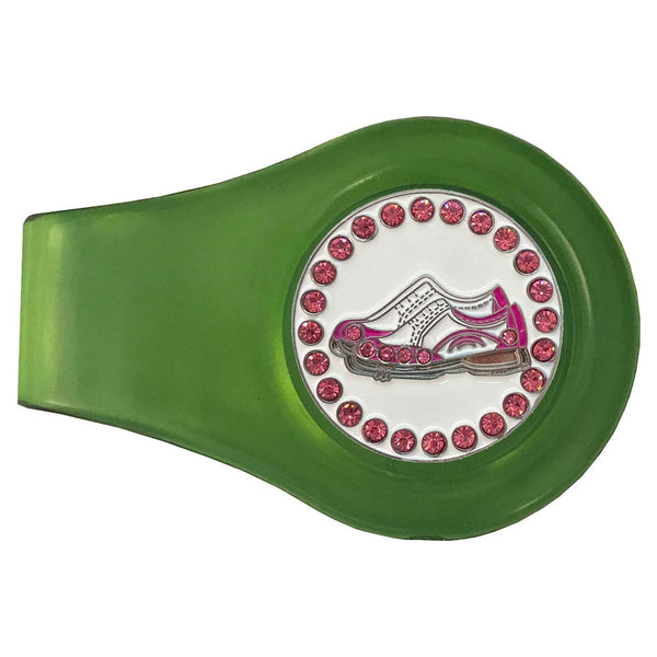 bling pink and white golf shoes golf ball marker with a magnetic green clip