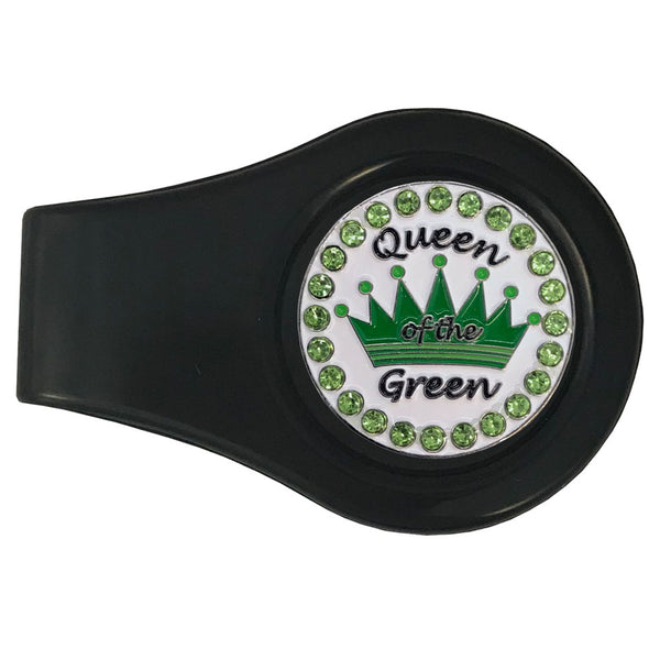 bling green crown queen of the green golf ball marker with a magnetic black clip