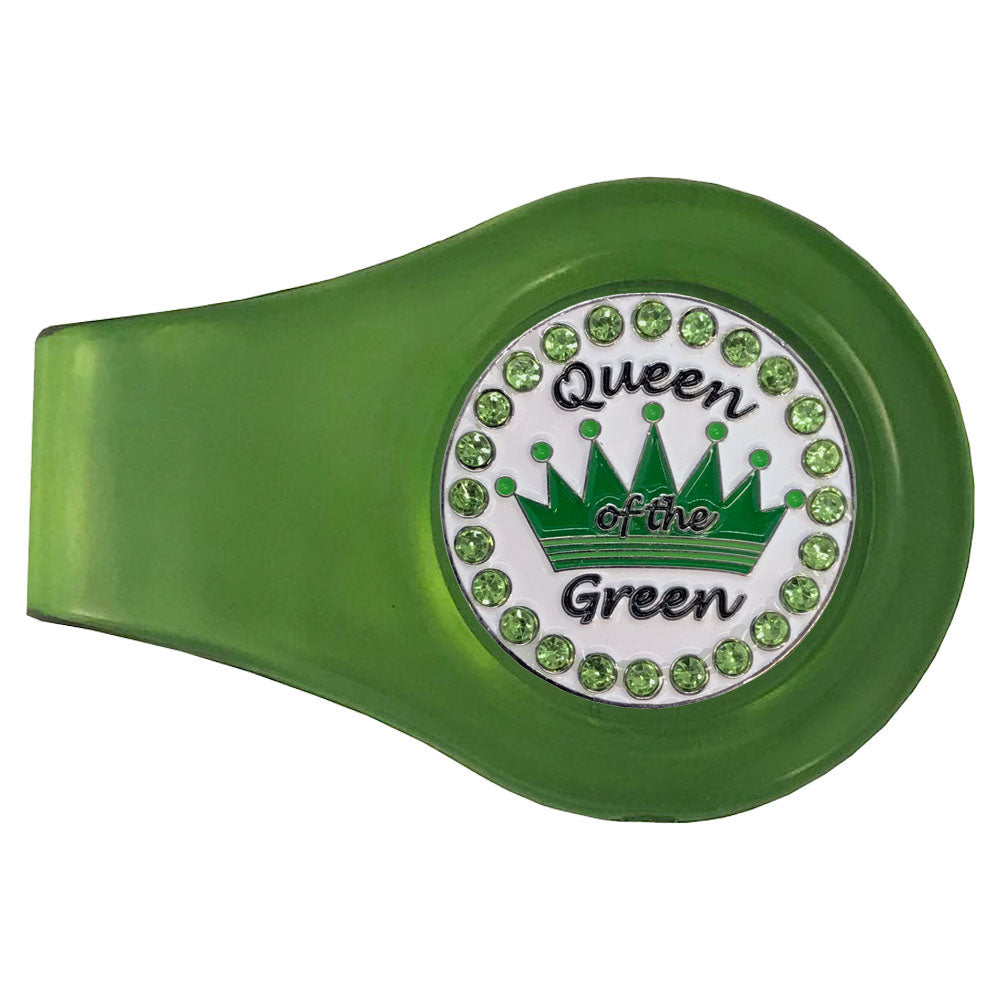 bling green crown queen of the green golf ball marker with a magnetic green clip