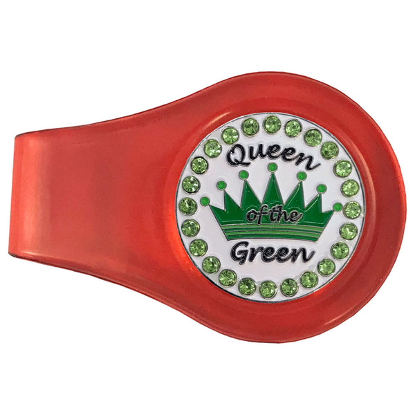 bling green crown queen of the green golf ball marker with a magnetic red clip
