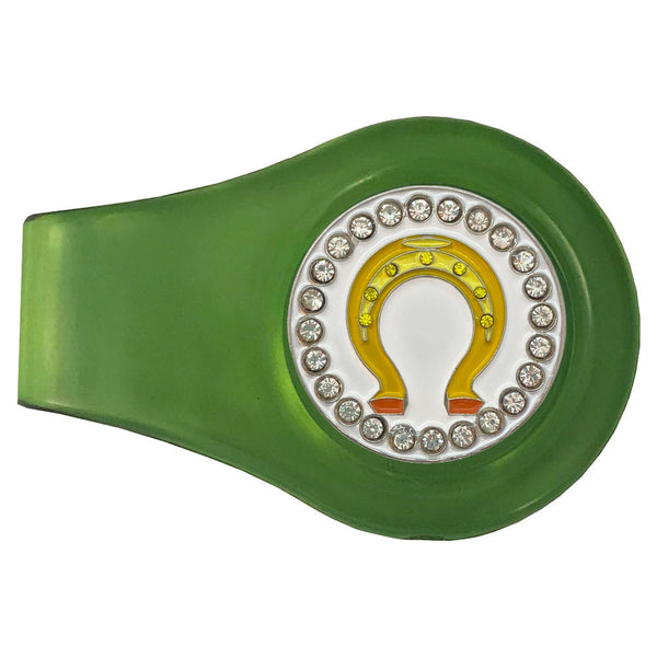bling horseshoe golf ball marker with a magnetic green clip