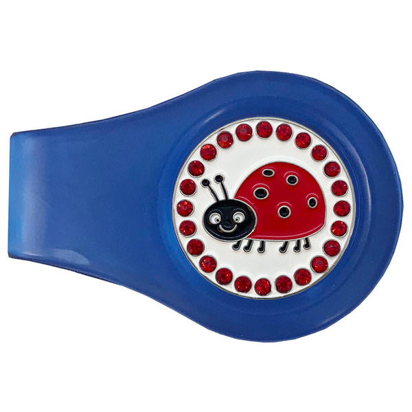 bling ladybug golf ball marker with a magnetic blue clip