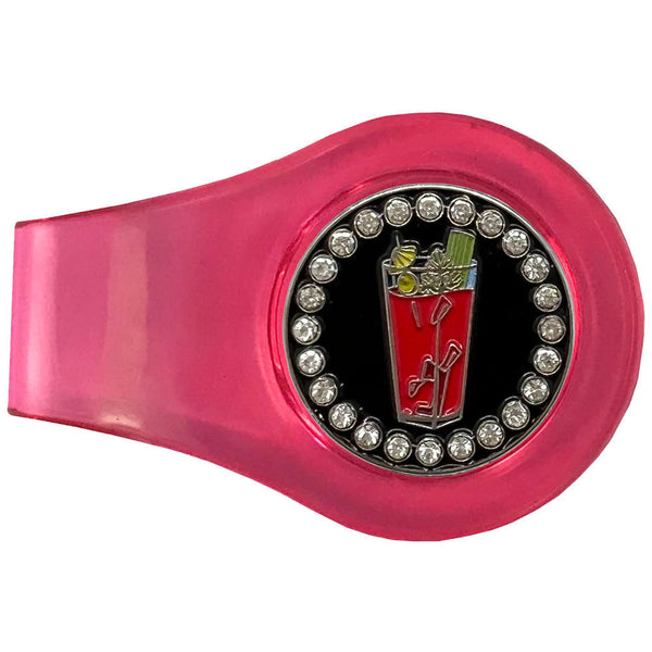 bling bloody mary golf ball marker on a magnetic pink clip