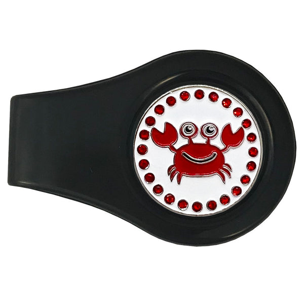 bling red crab golf ball marker with a magnetic black clip