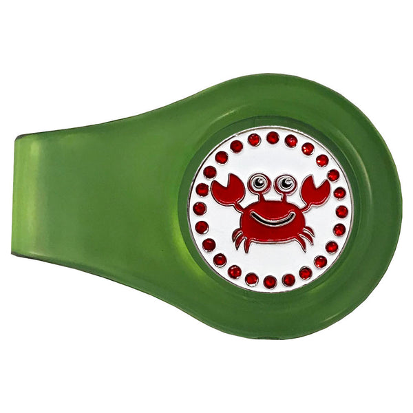 bling red crab golf ball marker with a magnetic green clip