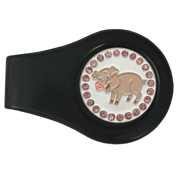 bling pink pig golf ball marker with a magentic black clip