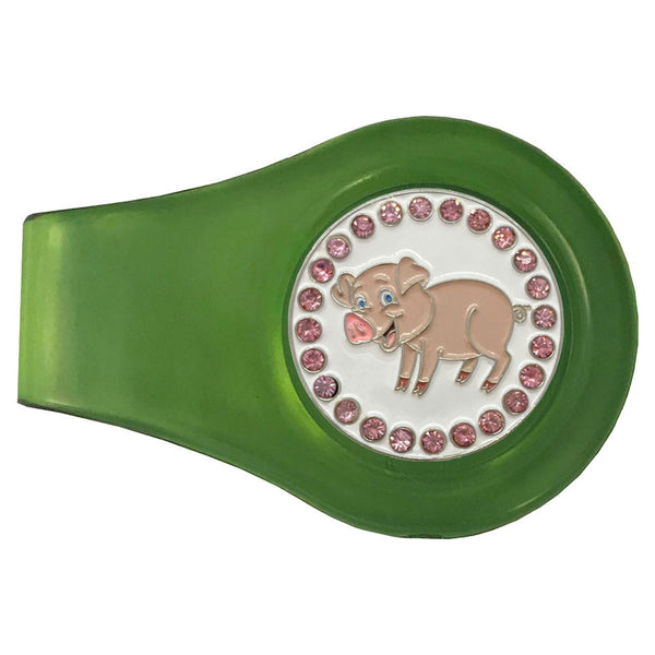 bling pink pig golf ball marker with a magentic green clip