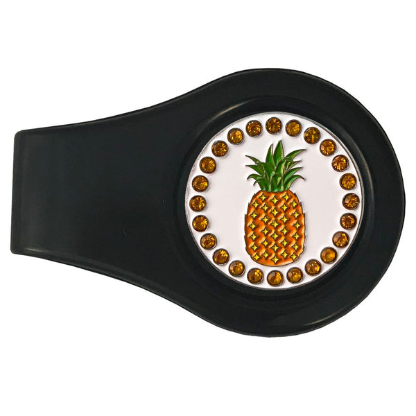 bling pineapple golf ball marker with a magentic black clip