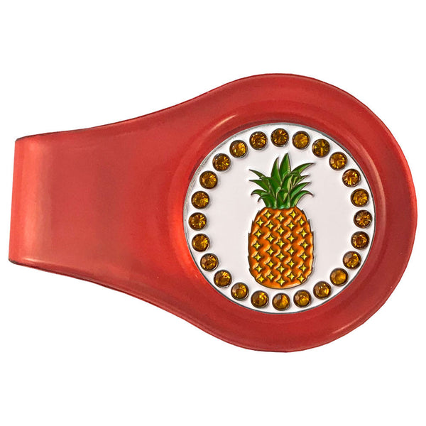 bling pineapple golf ball marker with a magentic red clip