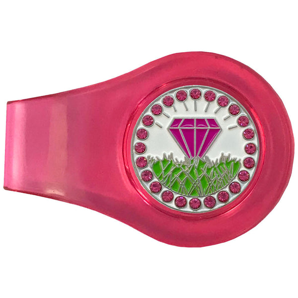 Diamond In The Rough (Pink) Golf Ball Marker With Colored Clip