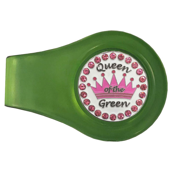bling pink queen of the green golf ball marker with a magnetic green clip