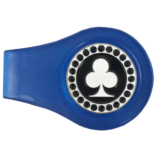 bling poker club golf ball marker with a magnetic blue clip