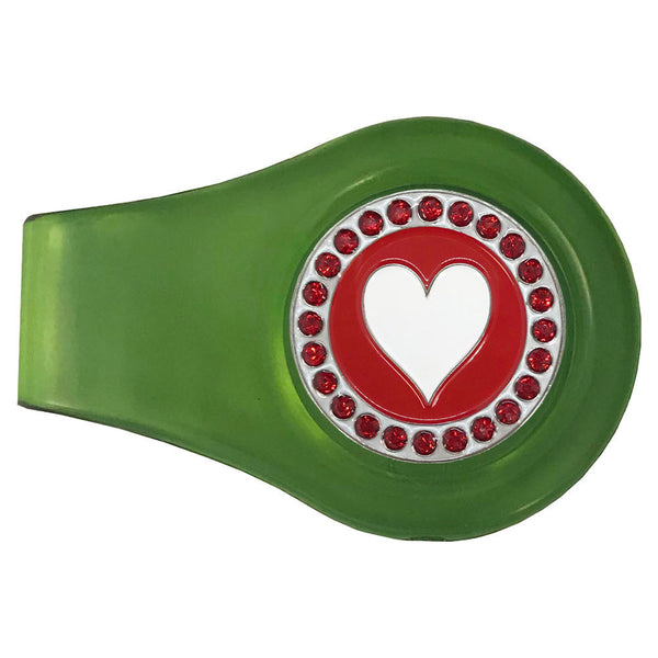 bling poker heart golf ball marker with a magnetic green clip