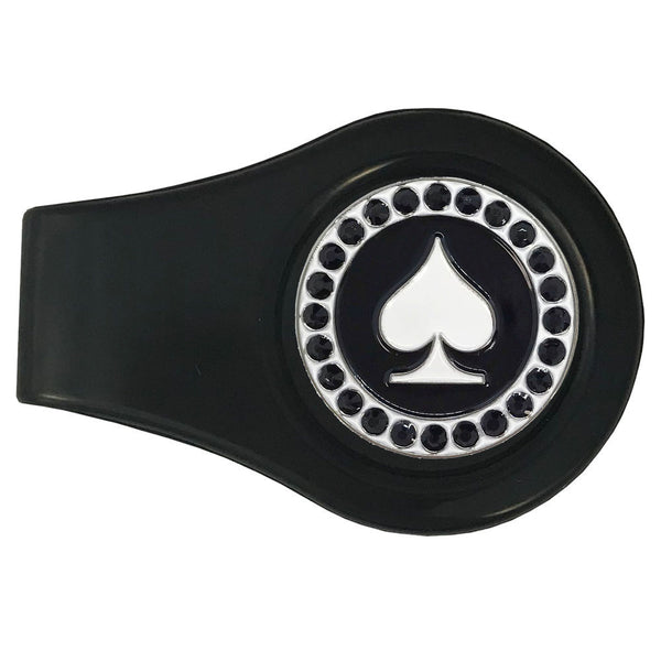 bling poker spade golf ball marker with a magentic black clip