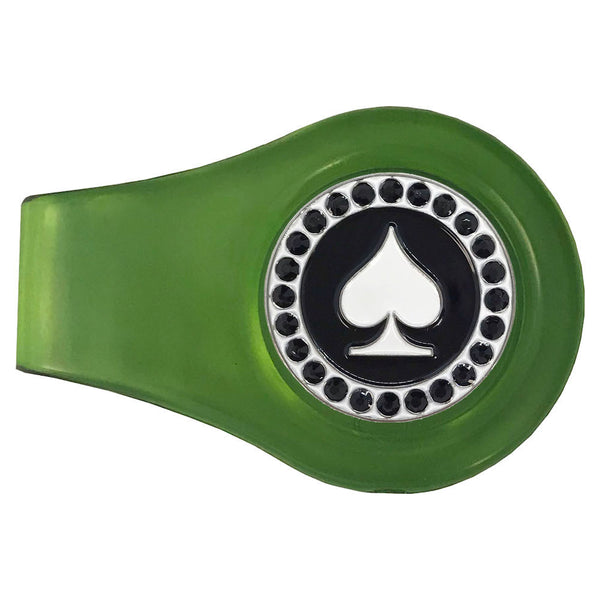 bling poker spade golf ball marker with a magentic green clip