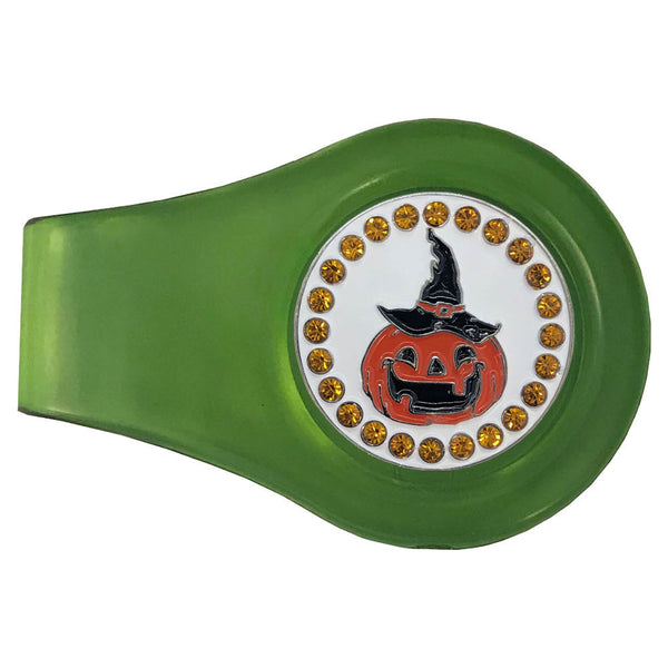 bling pumpkin golf ball marker with a magnetic green clip