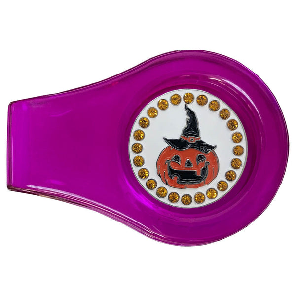 bling pumpkin golf ball marker with a magnetic purple clip