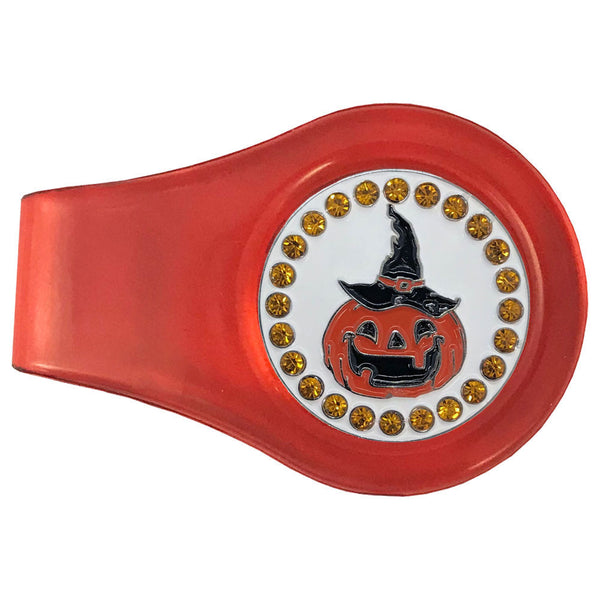 bling pumpkin golf ball marker with a magnetic red clip