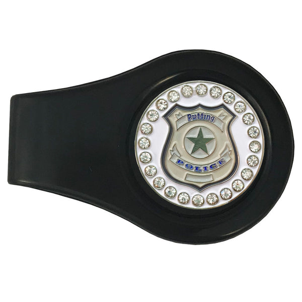 bling putting police golf ball marker with a magentic black clip