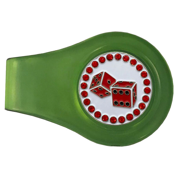 bling red dice golf ball marker with magnetic green clip