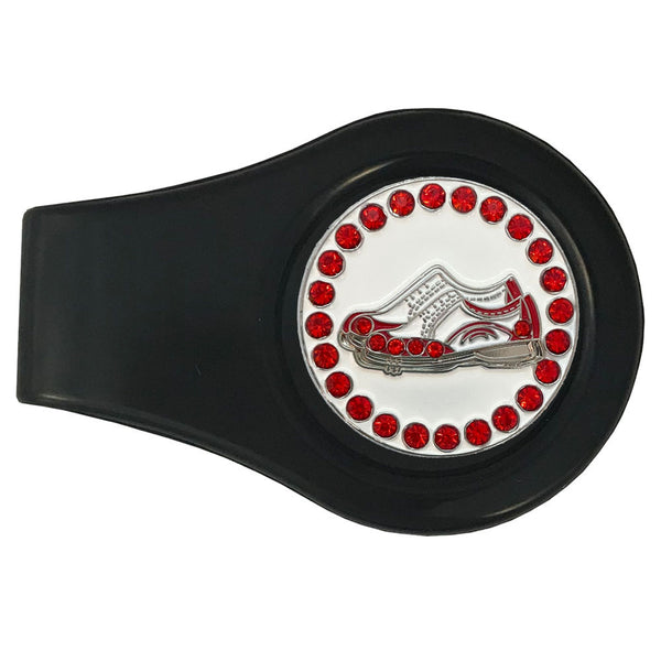 bling red golf shoes golf ball marker with a magnetic black clip