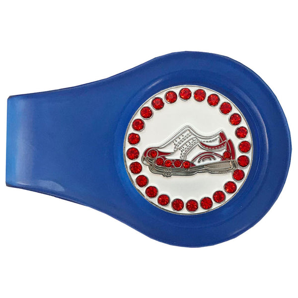 bling red golf shoes golf ball marker with a magnetic blue clip