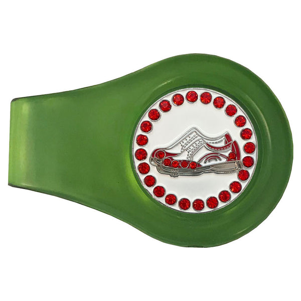 bling red golf shoes golf ball marker with a magnetic green clip
