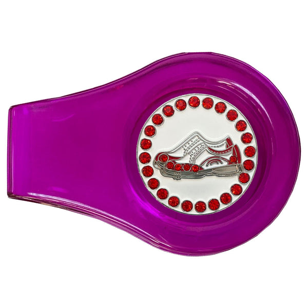 bling red golf shoes golf ball marker with a magnetic purple clip