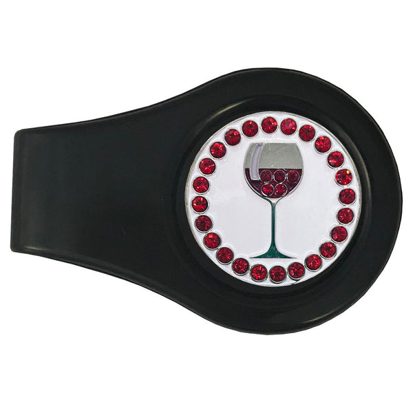 bling red wine golf ball marker with a magnetic black clip