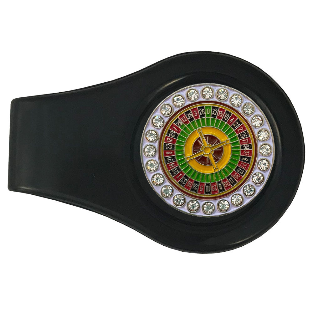 bling roulette wheel golf ball marker with a magnetic black clip