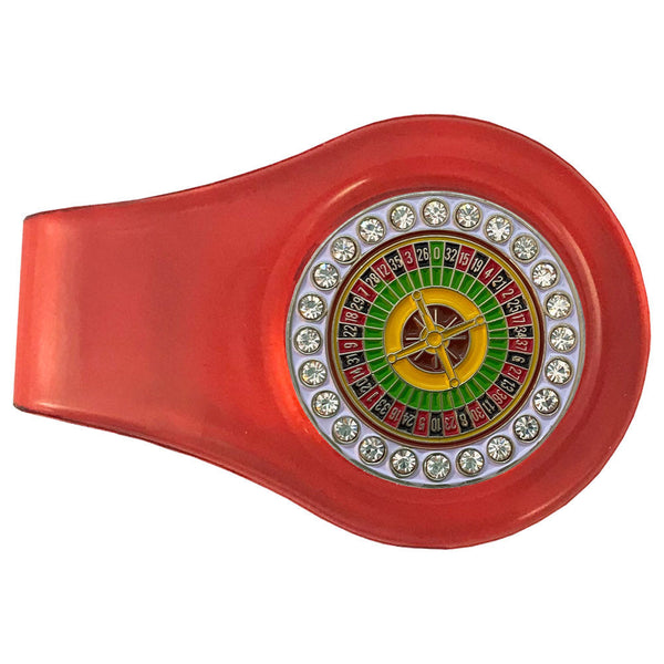 bling roulette wheel golf ball marker with a magnetic red clip