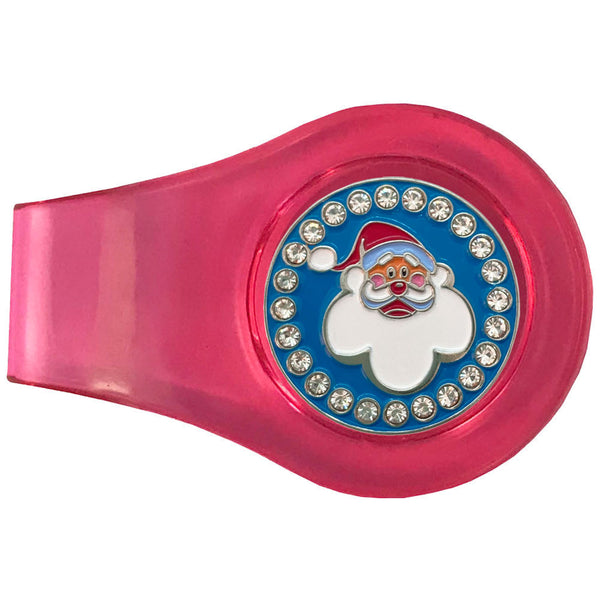bling santa golf ball marker with a magentic pink clip
