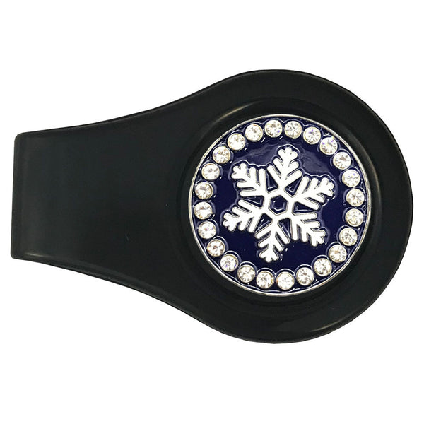 bling snowflake golf ball marker with a magnetic black clip