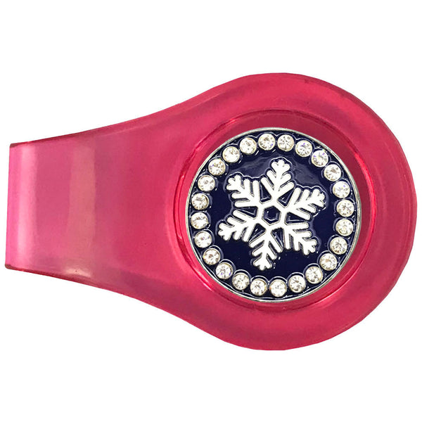 bling snowflake golf ball marker with a magnetic pink clip