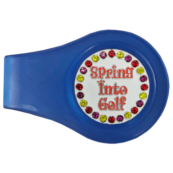 bling spring into golf ball marker with a magnetic blue clip