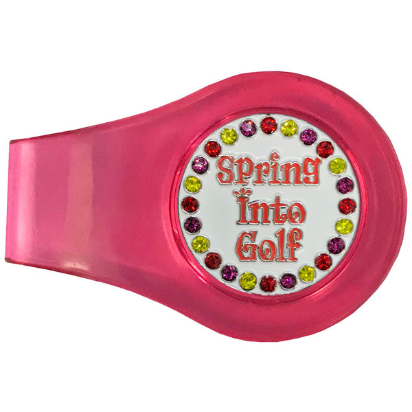 bling spring into golf ball marker with a magnetic pink clip