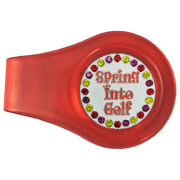 bling spring into golf ball marker with a magnetic red clip