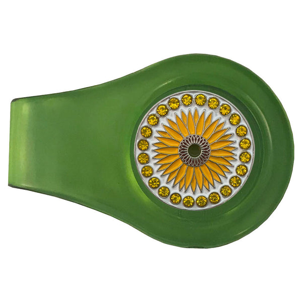 bling sunflower golf ball marker with a magnetic green clip