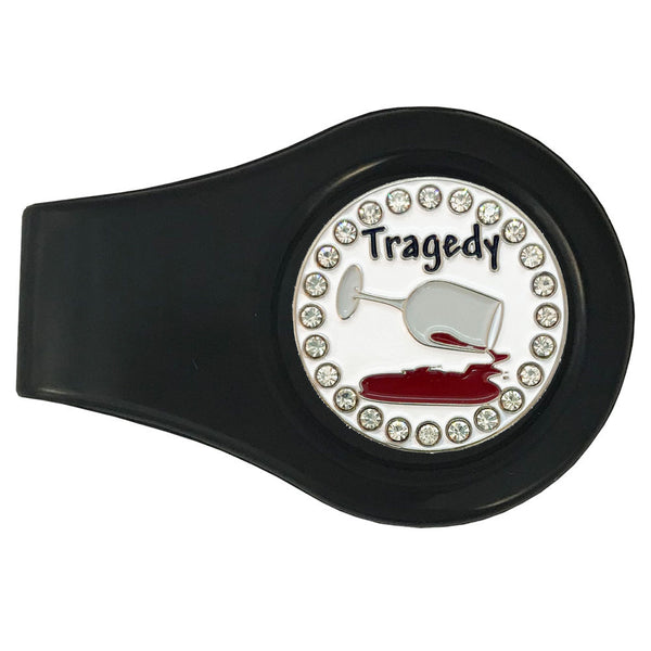 bling tragedy golf ball marker with a magnetic black clip