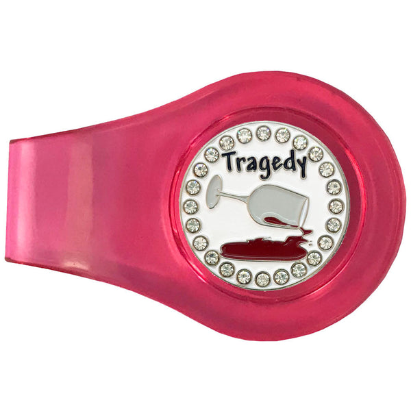 bling tragedy golf ball marker with a magnetic pink clip