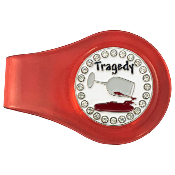 bling tragedy golf ball marker with a magnetic red clip