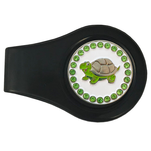 bling green turtle golf ball marker with a magentic black clip