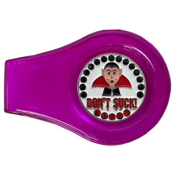 Giggle Golf Vampire (Dracula) Golf Ball Marker On A Magnetic Purple Clip