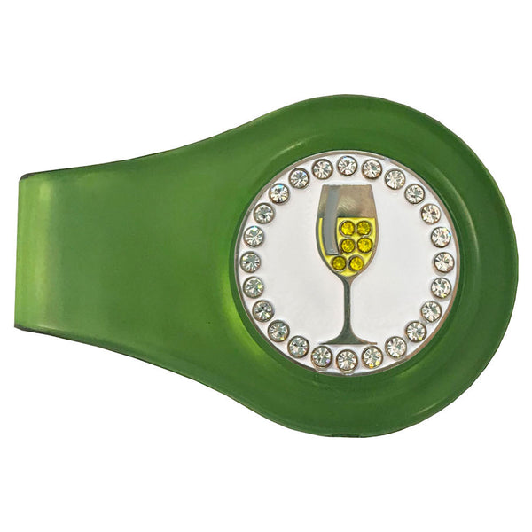 bling white wine golf ball marker with a magnetic green clip