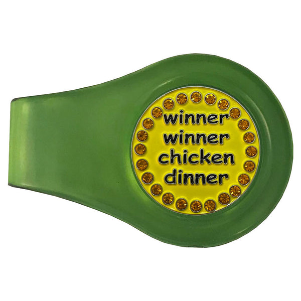 bling winner winner chicken dinner golf ball marker with a magnetic green clip