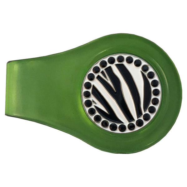 bling zebra print golf ball marker with a magnetic green clip