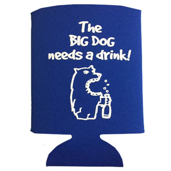 the big dog needs a drink royal blue foam can cooler sleeve